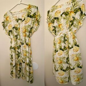 Label of love Australia yellow Tropical lemon citrus summer rayon beachy dress S